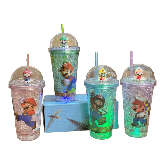 Double wall plastic cups with straw