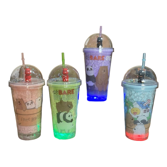 Double wall plastic cups with straw