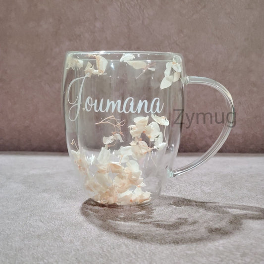 Customized double glass flower cup